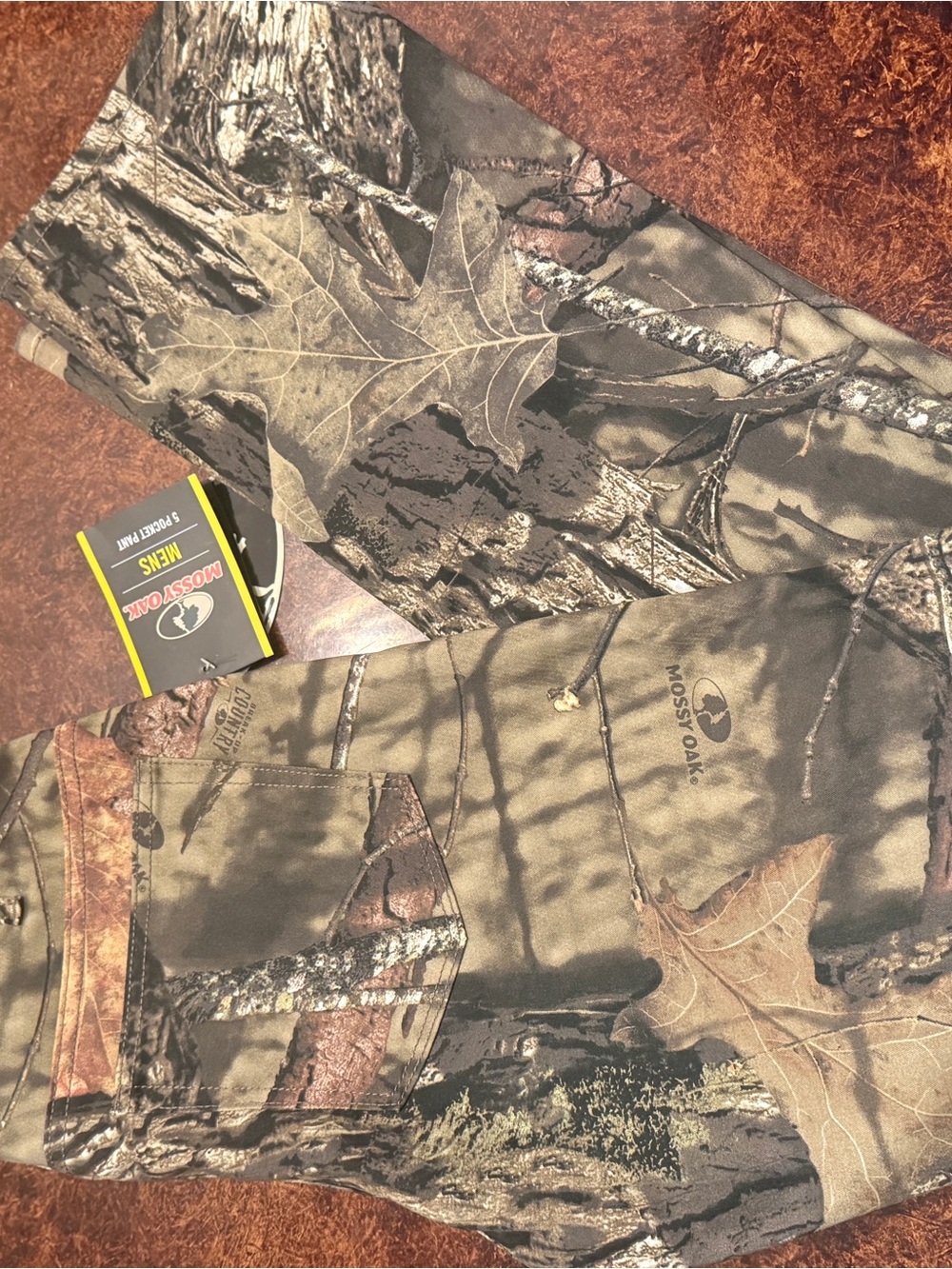 Mossy Oak Men's Realtree-Style Brown & Green Camo Chinos